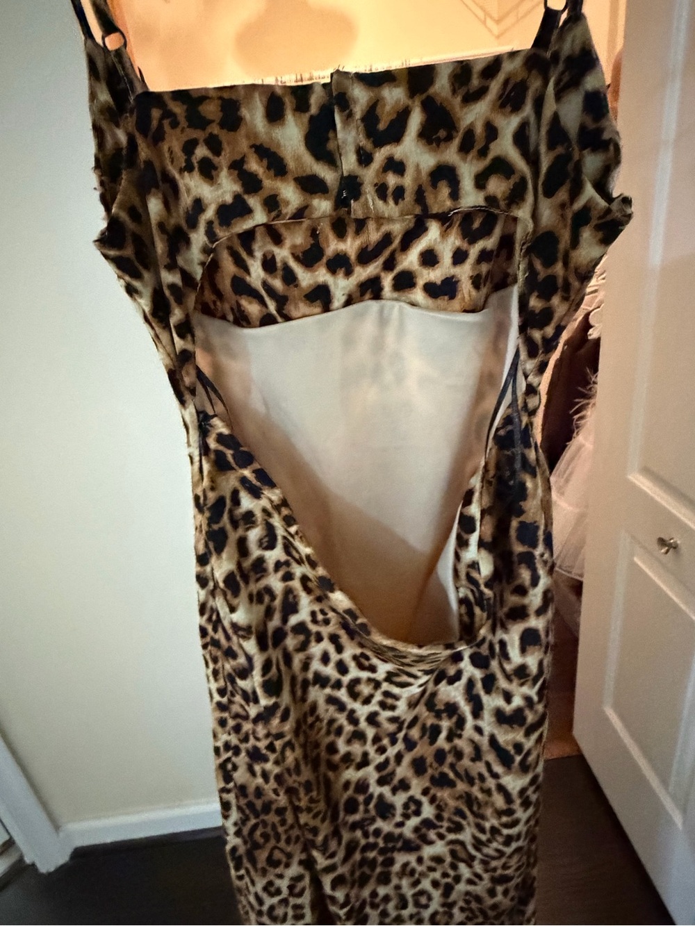 Leopard Print Slip Dress - Spaghetti Strap - Picture 3 of 3